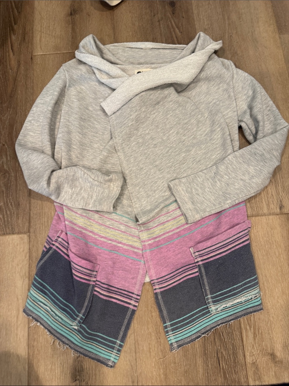 Billabong Coastal  Cardigan with Pink & Navy Striped Hem